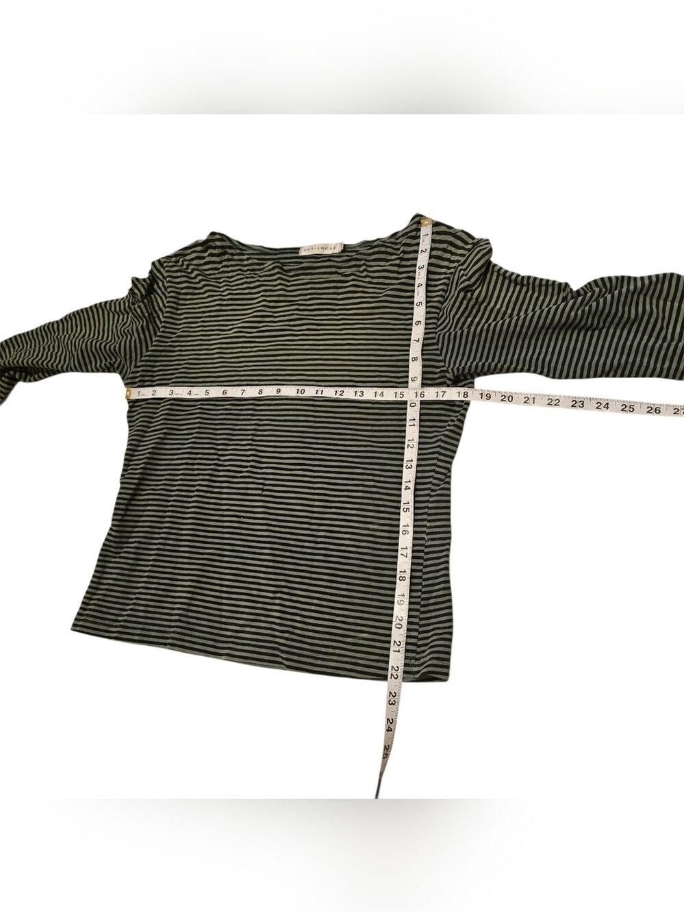 Cut Loose Shirt Striped Green Black M - Picture 4 of 5